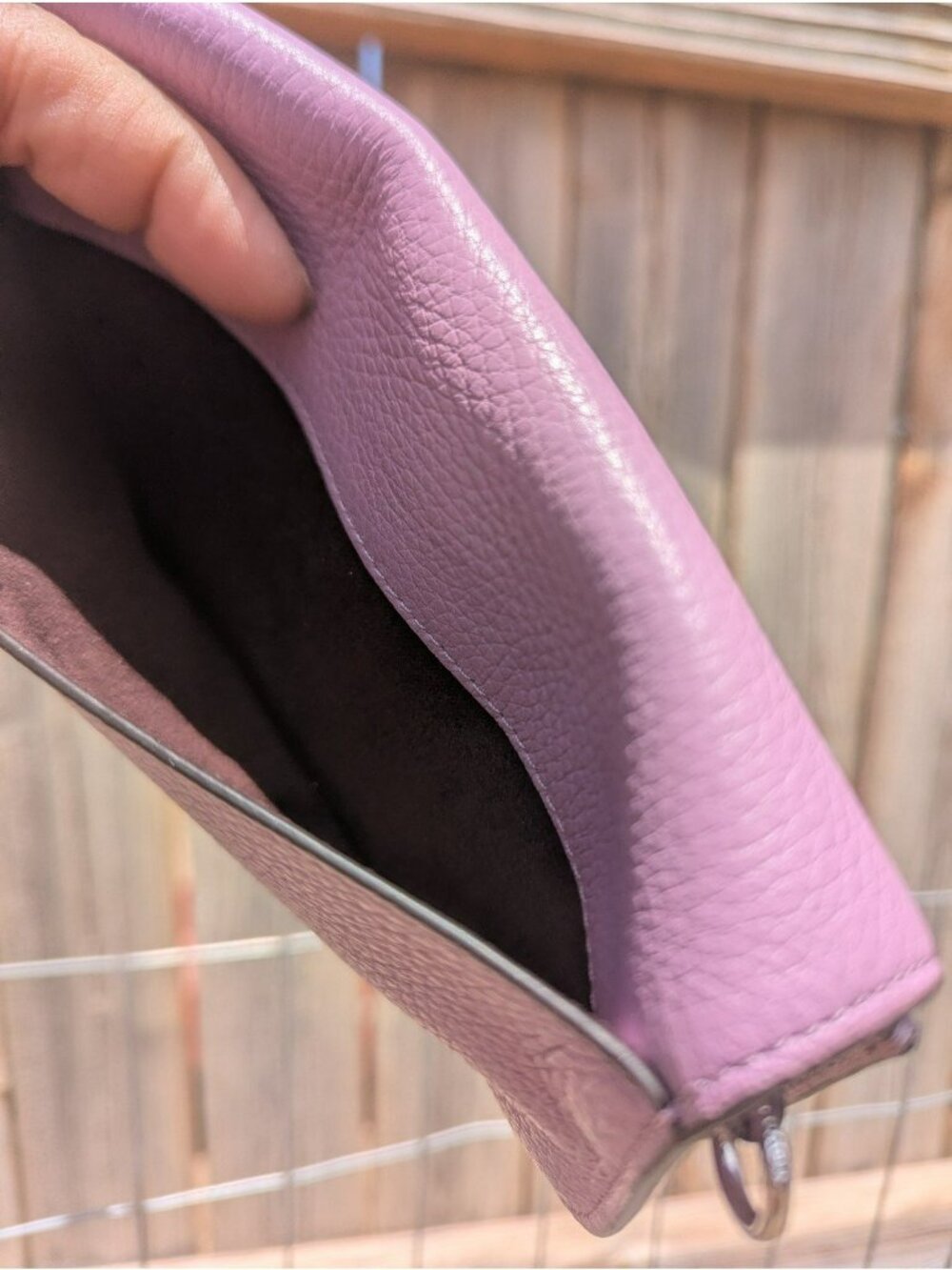 Coach Originals Pebbled Leather Turn Lock Wallet Violet Orchid Silver - Picture 11 of 12